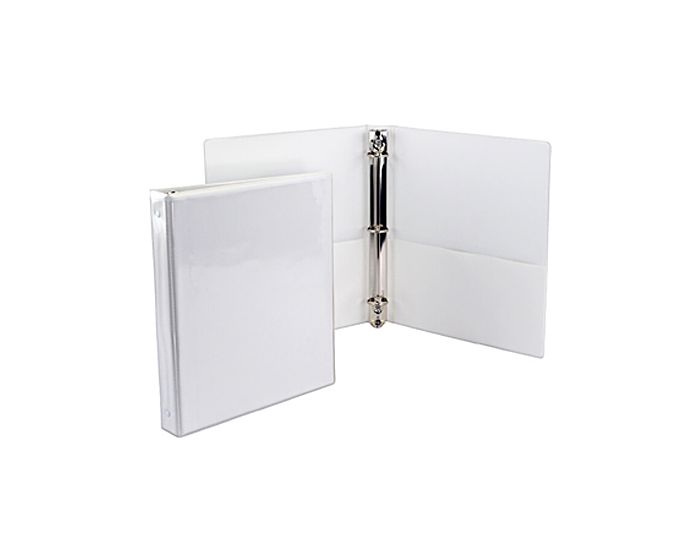 Large White 3-Hole Binder with Folders